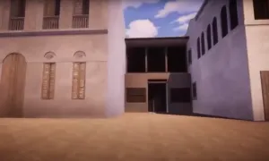 an animated image of buildings in Canton ca. 1800